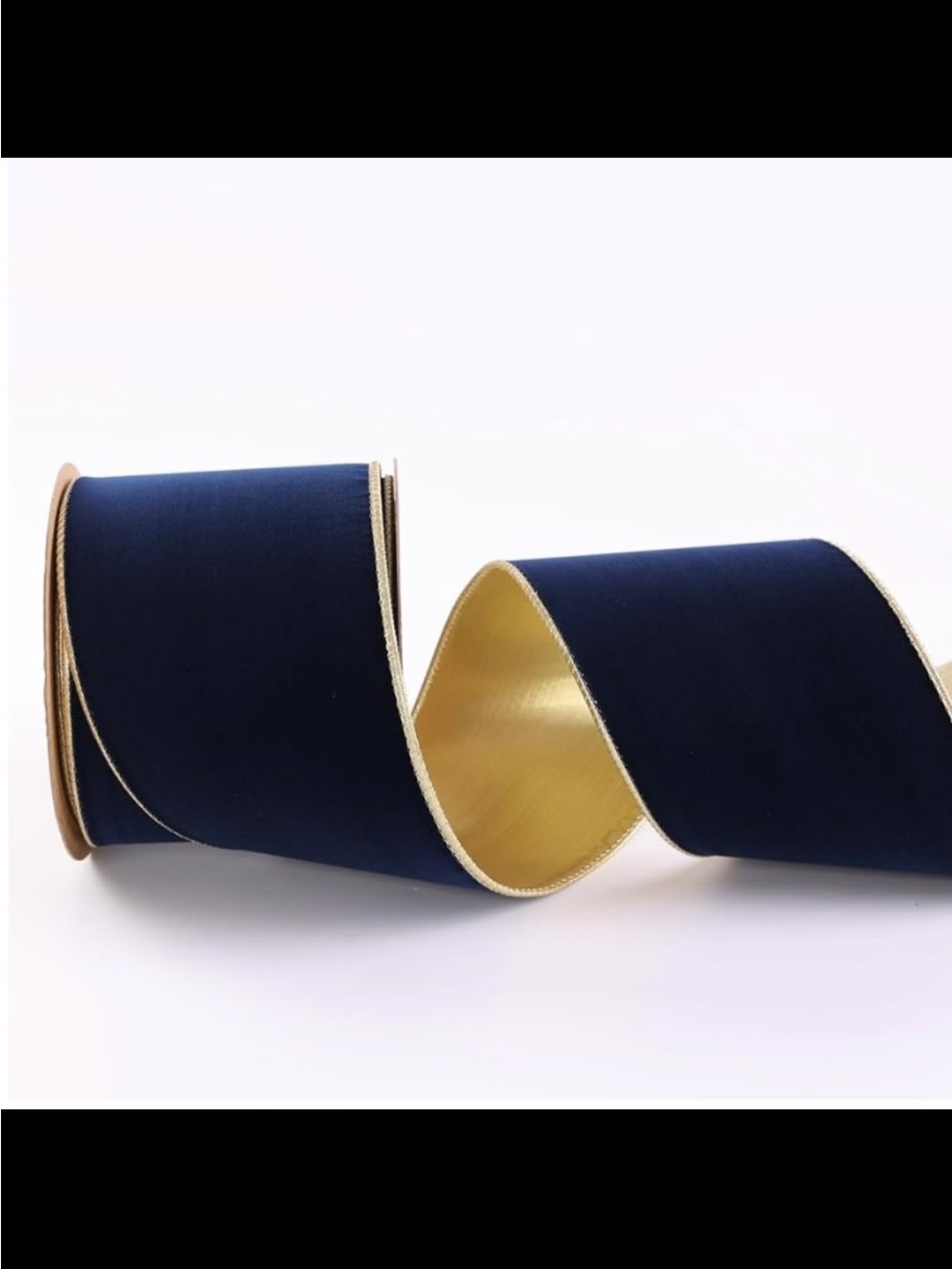 cupcakes & cashmere Navy and Gold Reversible Ribbon Trim - velvet
